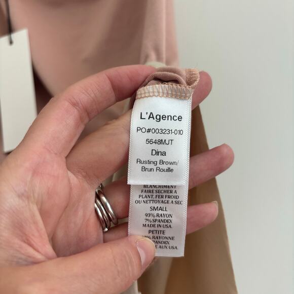 NWT L'AGENCE Dina One Shoulder Bodysuit SP Neutral Rusting Brown Essential Basic - Picture 7 of 9